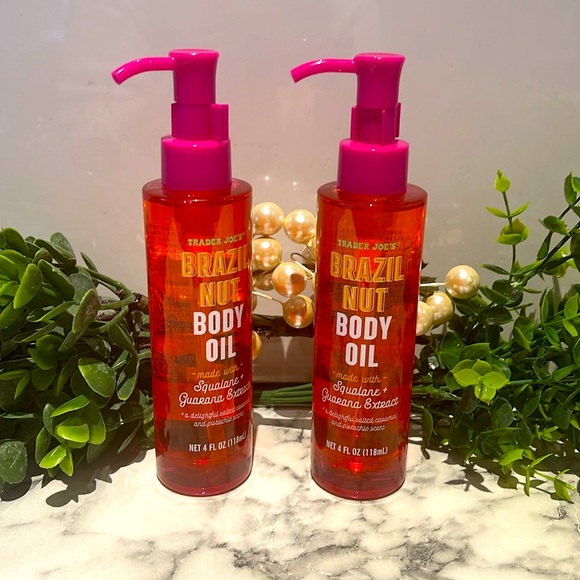 🌸NWT/Limited Edition Trader Joe’s Brazil Nut set of 2 Body oils. 4oz each/glass - Picture 1 of 9